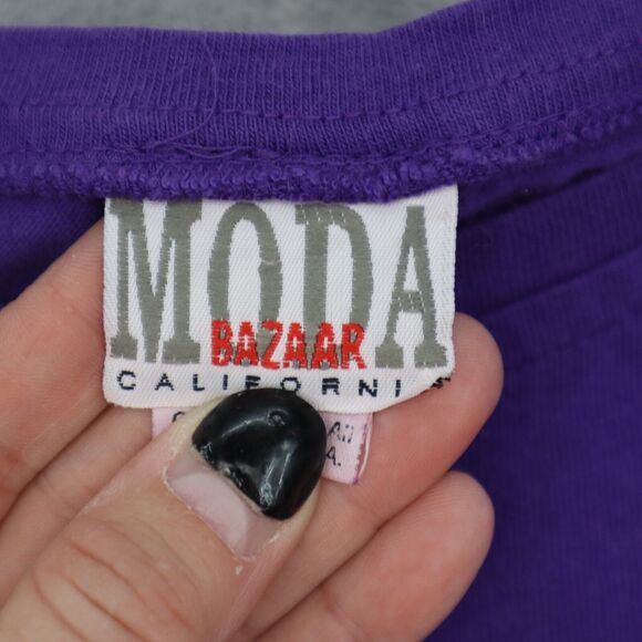 Moda Bazaar Shirt Womens One Size Purple Floral Round Neck Short Sleeve Tee - Picture 2 of 16